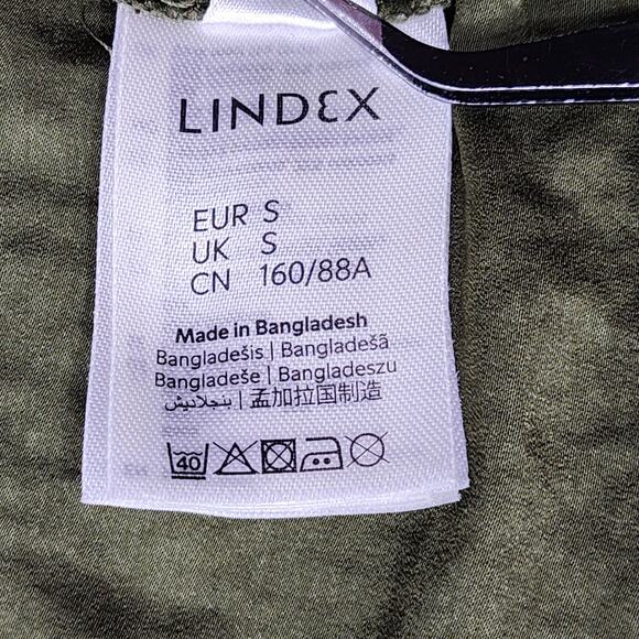 Lindex Top Womens UK/US Small Green Sleeveless Pleat Shoulder V-Neck Silky Flowy - Picture 5 of 10